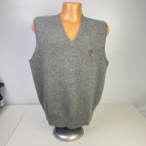 Polo By Ralph Lauren Sweater Vest Mens XL Gray Lambswool V Neck Knit Logo
